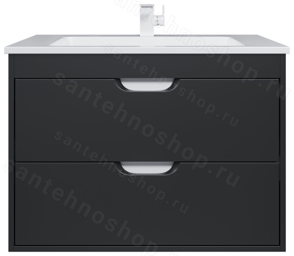 Тумба с раковиной Uperwood Modul 393020551 80x45 подвесная, матовая, черная 80x45 подвесная, матовая, черная