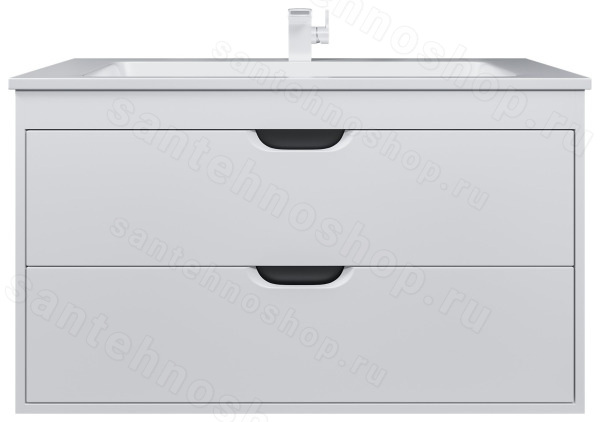 Тумба с раковиной Uperwood Modul 393020562 100x45 подвесная, матовая, белая/графит 100x45 подвесная, матовая, белая/графит