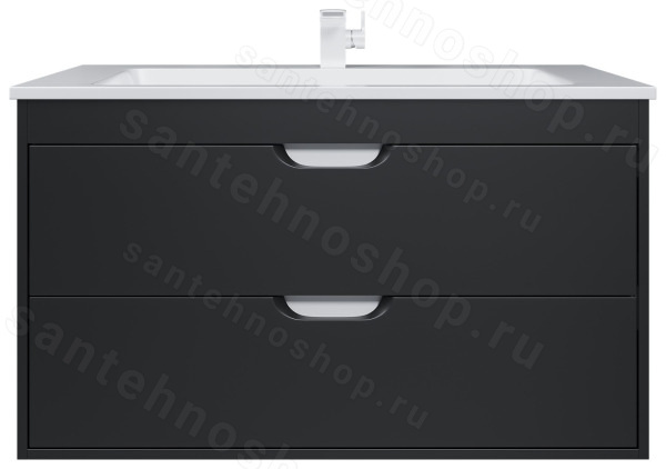 Тумба с раковиной Uperwood Modul 393020553 100x45 подвесная, матовая, черная 100x45 подвесная, матовая, черная