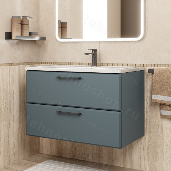 Тумба с раковиной Uperwood Foster New KFosterNEW80g 80x45 подвесная, серый графит 80x45 подвесная, серый графит