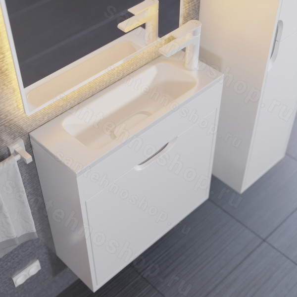Тумба под раковину подвесная Uperwood Modul 2930205362 60x21, белая матовая 60x21, белая матовая