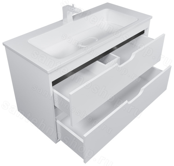 Тумба под раковину подвесная Uperwood Modul 2930205356 95x44, белая/графит 95x44, белая/графит