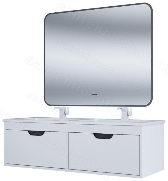 Тумба под двойную раковину Uperwood Modul TModul120WG 120x44 подвесная, матовая, белая/графит 120x44 подвесная, матовая, белая/графит