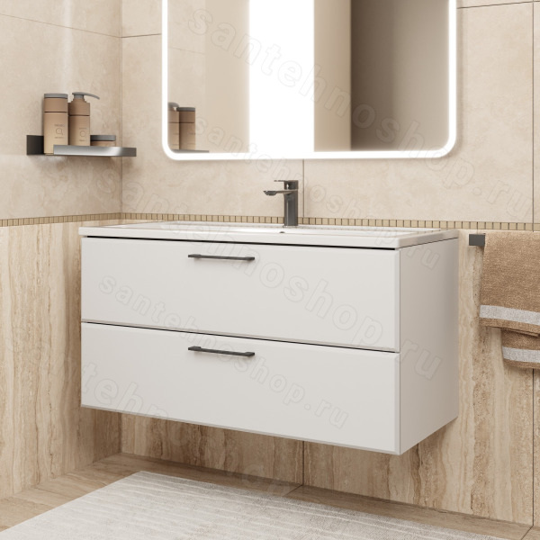 Тумба под раковину Uperwood Foster New TFosterNEW100w 100x45 подвесная, белая 100x45 подвесная, белая