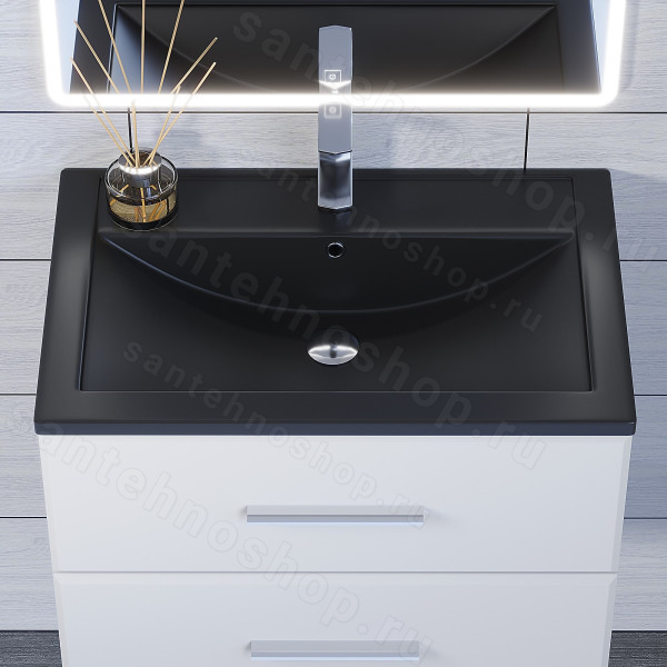 Раковина Uperwood Foster Quartz 291030034 70x45.5, черная матовая, уголь 70x45.5, черная матовая, уголь