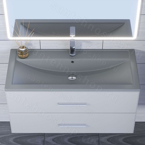 Раковина Uperwood Foster Quartz 291030045 100x45.5, серая матовая, бетон 100x45.5, серая матовая, бетон