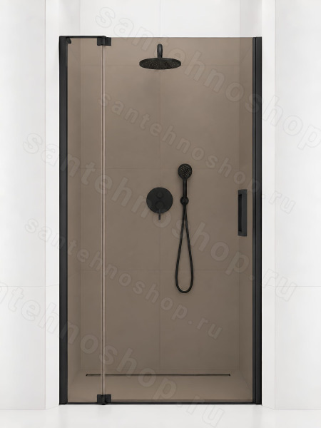 Душевая дверь Cezares SLIDER SLIDER-B-1-80/90-BR-NERO 80x195 распашная, профиль черный матов