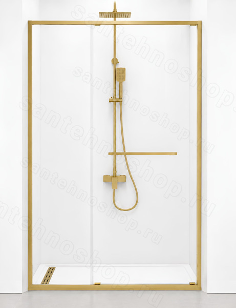 Душевая дверь Cezares LUX LUX-B-FS-11-120-C-BORO 120x195 раздвижная, профиль матовое золото