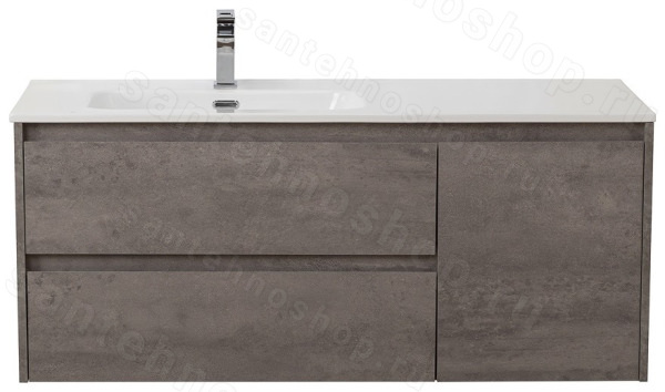 Тумба под раковину BelBagno Kraft KRAFT-1200-2C-1A-SO-CG-L 120x46 подвесная, Серый цемент (Cemento
