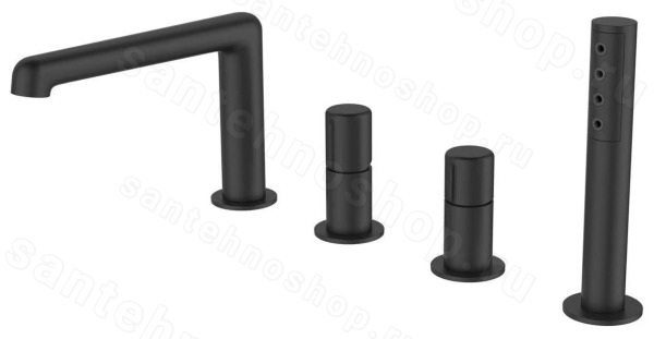 Смеситель на борт ванны BelBagno UNO UNO-BVD4-NERO, черный матовый