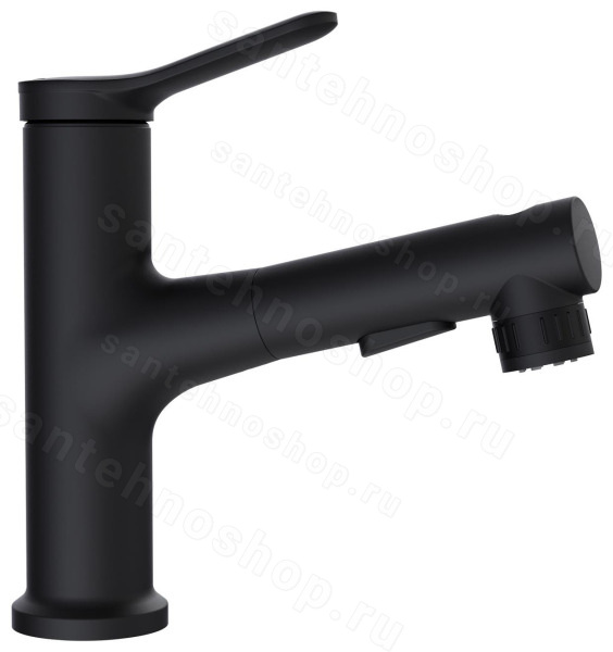 Смеситель для раковины BelBagno BB-LVMD-NERO-W0 с выдвижным изливом, черный матовый с выдвижным изливом, черный матовый
