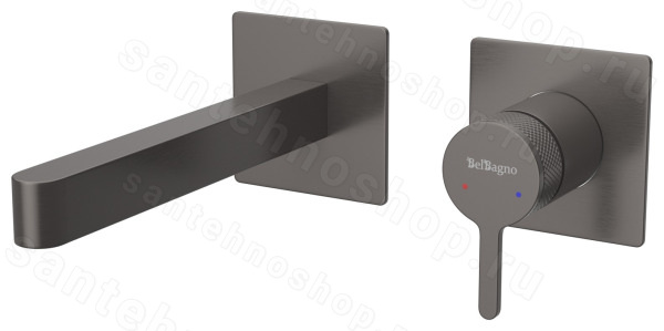 Смеситель для раковины BelBagno Delta DEL2.0-BLVM-GM-W0 встраиваемый, оружейная сталь