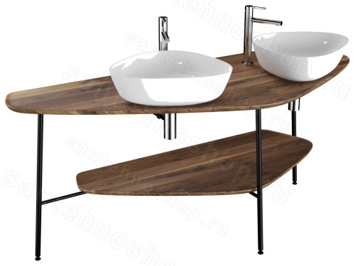 Столешница с раковиной VitrA Plural 64043 162x66 из массива дерева, темный дуб