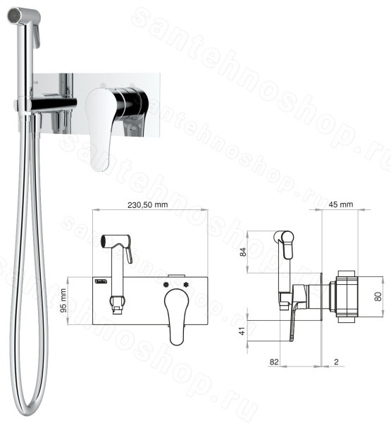 Гигиенический душ TESKA Elsa Pro BTK6407 со смесителем, золото
