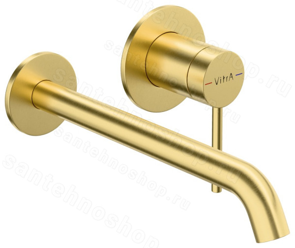 Смеситель для раковины VitrA Minimax Round A4354925EXP встраиваемый, брашированное золото