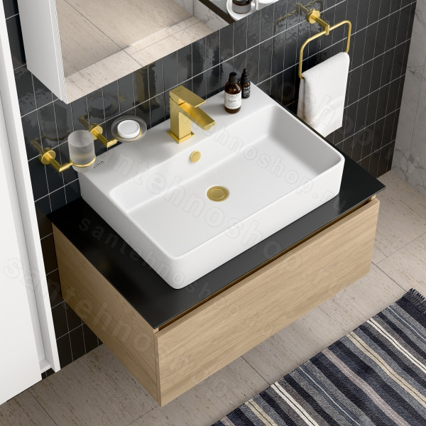 Смеситель для раковины VitrA Minimax Square A4372025EXP, брашированное золото