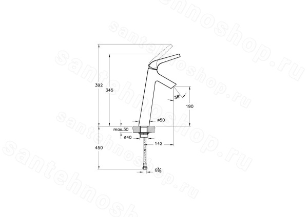 Смеситель для раковины VitrA Flow Soft A42301EXP высокий, хром