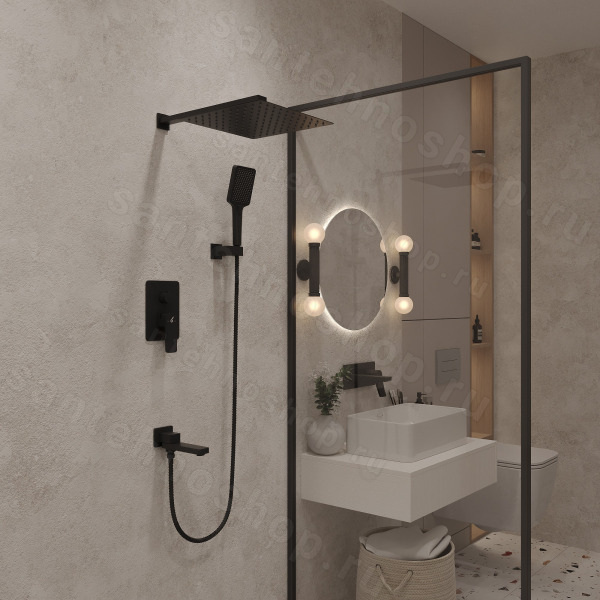 Душевая система Oliveeka D OL-939003-MB встраиваемая, черный матовый