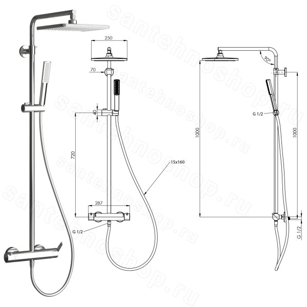 Душевая система TESKA DEVON DK2308, черный
