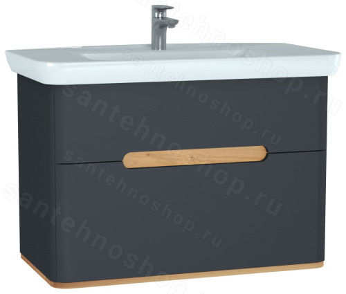 Тумба с раковиной VitrA Sento 60838 100x44 подвесная, матовый антрацит