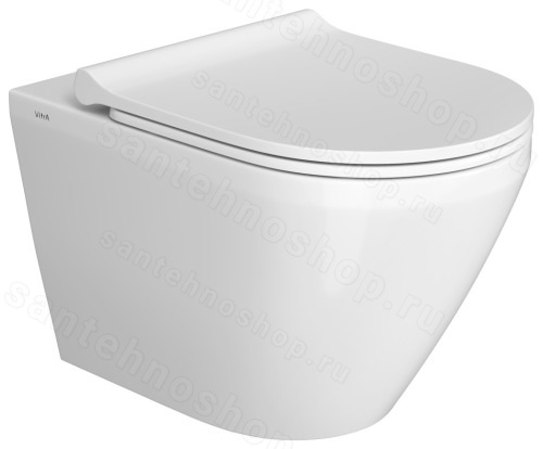 Комплект унитаза с инсталляцией VitrA Integra 9856B003-7205: подвесной унитаз, сиденье, кнопка смыва
