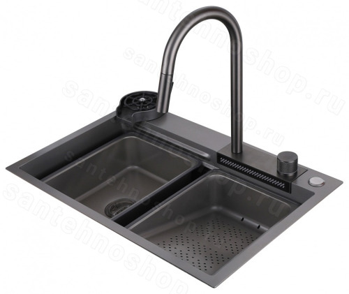 Кухонная мойка Abber Wasser kreis AF2194NG 68x46 стальная, оружейная сталь
