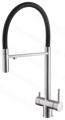 Смеситель для кухни Abber Wasser kreis AF81141 с подключением фильтра и выдвижным изливом, хром