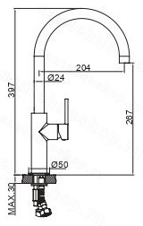 Смеситель для кухни AQG Sort 05SOR500NG, черный матовый