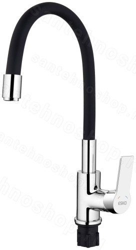Смеситель для кухни ESKO Coral CL519CrB с гибким изливом, хром,черный