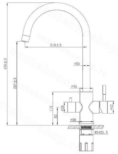 Смеситель для кухни ESKO Kitchen K04B с подключением фильтра, черный