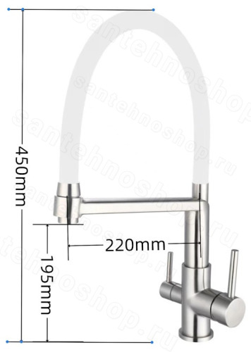Смеситель для кухни ESKO Kitchen K26SW с подключением фильтра и гибким изливом, белый,сатин