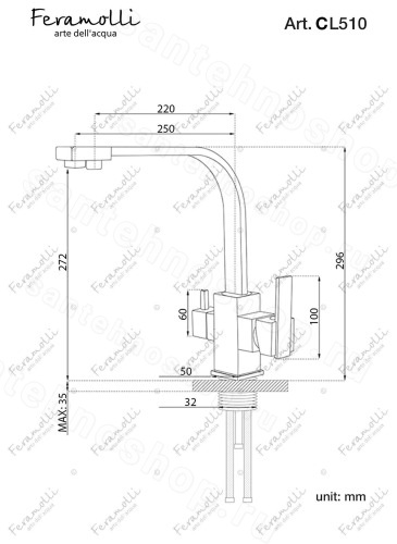 Смеситель для кухни Feramolli Cubo CL510, хром