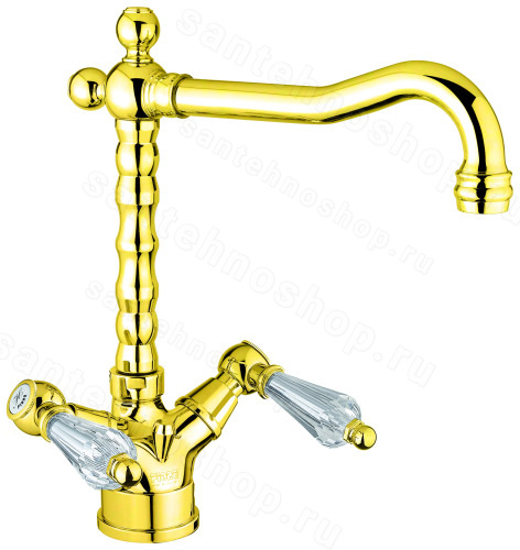 Смеситель для кухни Fiore Gioielli (swarovski®) 08OO0625, золото