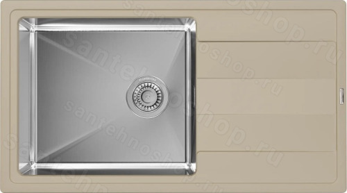 Кухонная мойка Florentina Комби 21.400.D0860.202 86x46 из кварцевого композита и нержавеющей ста