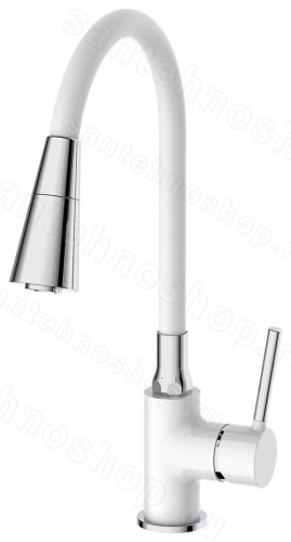 Смеситель для кухни FRAP H44 F4044-8 с гибким изливом, белый