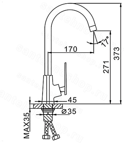 Смеситель для кухни FRAP H57 F4057, черный/хром