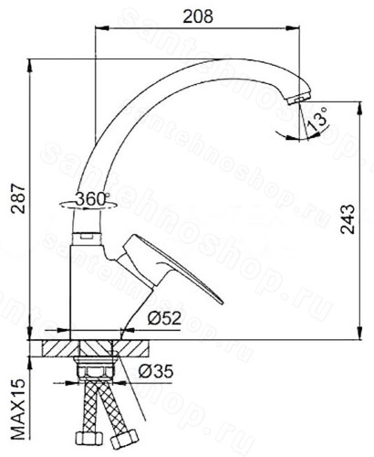 Смеситель для кухни FRAP F4166-10, бежевый, бежевый