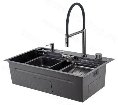 Кухонная мойка GAPPO GS7547-19 75x47 стальная, оружейная сталь 75x47 стальная, оружейная сталь