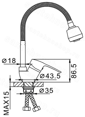 Смеситель для кухни FRAP H02 F4302-B с гибким изливом, хром