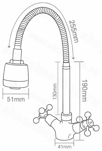 Смеситель для кухни FRAP H19 F4319 с гибким изливом, хром