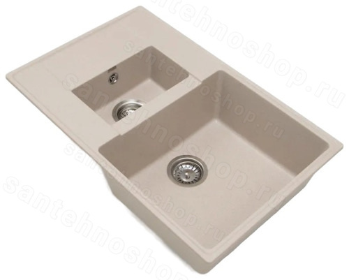 Кухонная мойка Grandex Aqua 600113 78x50 из кварцевого композита, бежевый 78x50 из кварцевого композита, бежевый