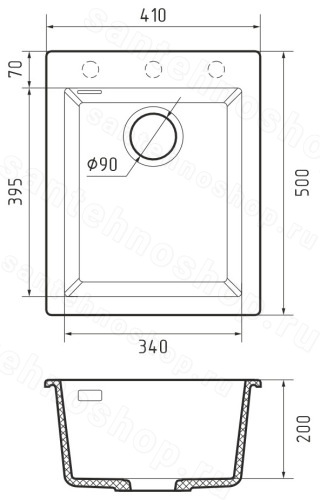 Кухонная мойка Rivelato ZN-4150 Bianco latte 41x50 из кварцевого композита, белый 41x50 из кварцевого композита, белый