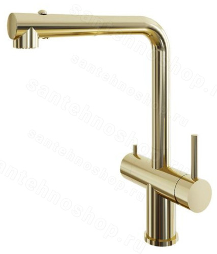 Смеситель для кухни Grandex Aqua Integra-sp 9020491 с подключением фильтра и выдвижным изливом, золото