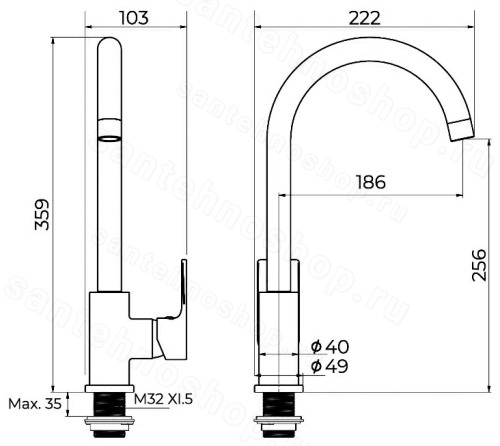 Смеситель для кухни KNOTLOR Ergofit KN-31, хром