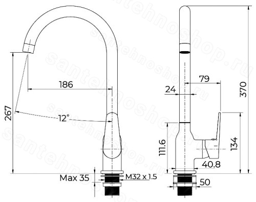 Смеситель для кухни KNOTLOR Pulse KN-51, хром