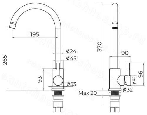 Смеситель для кухни KNOTLOR Streamline SS-01, сатин