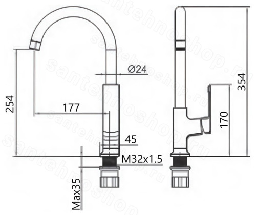 Смеситель для кухни Maretti Турин-гр TR31RZZ323, графит
