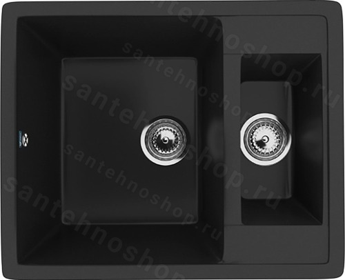 Кухонная мойка Ulgran U-106 U-106-344 60x49 из искусственного камня, черный