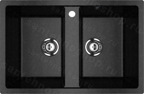 Кухонная мойка Ulgran U-608 U-608-308 77x50 из искусственного камня, черный