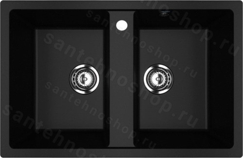 Кухонная мойка Ulgran U-608 U-608-344 77x50 из искусственного камня, черный